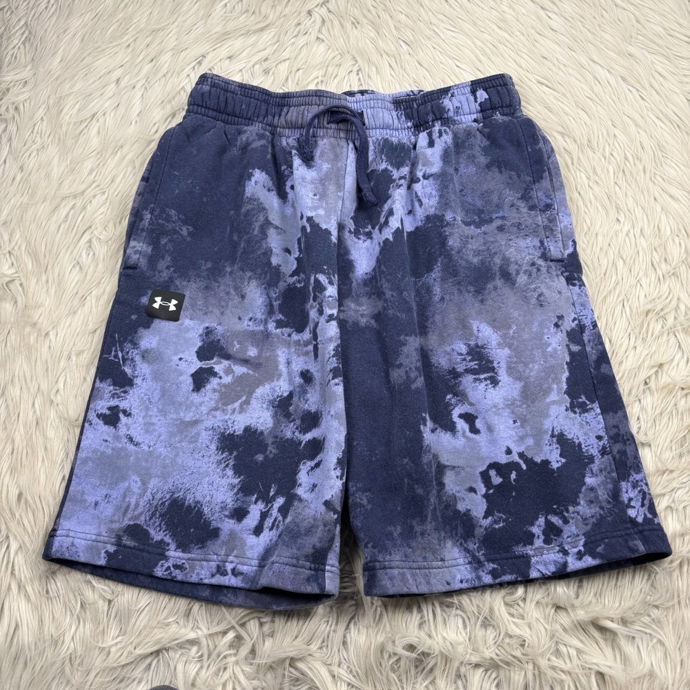 Under Armour Men's L UA Rival Fleece Dye Shorts Loose Fit Lounge Gym Purple
